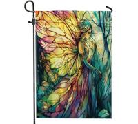 Magnifique drapeau de jardin féérique coloré, décoration de papillons vibrants pour le printemps et l'été, œuvre d'art double face pour pelouse extérieure, décoration de jardin fantaisie, 30,5 x 45,7