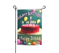 Magnifique drapeau de jardin « Happy Birthday » 30,5 x 45,7 cm. Décoration extérieure lumineuse double face apporte un peu de plaisir à votre jardin.