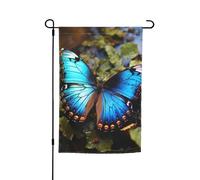 Magnifique drapeau de jardin imprimé papillon bleu 30,5 x 45,7 cm pour décoration extérieure pour cour, patio, porche et pelouse