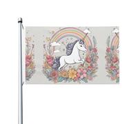 Magnifique drapeau double face imprimé arc-en-ciel et licornes - 0,9 x 1,5 m, convient pour une utilisation en intérieur et en extérieur, festif/événement/décoration d'intérieur (sans poteau)