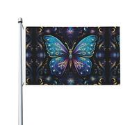 Magnifique drapeau double face imprimé papillon bleu, 0,9 x 1,5 m, léger et inaltérable avec boutonnières, idéal pour les fêtes en plein air et les jardins.