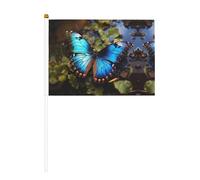 Magnifique drapeau double face imprimé papillon bleu - Couleurs vives, pour tournois sportifs et matchs