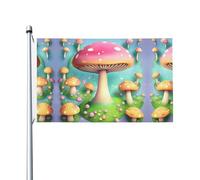 Magnifique drapeau double face imprimé petits champignons - 0,9 x 1,5 m (sans poteau), convient pour une utilisation en intérieur et en extérieur, festif/événement/décoration d'intérieur