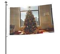 Magnifique drapeau double face pour sapin de Noël de 5,1 x 7,6 cm - Bannière d'extérieur robuste et décorative, idéale pour le jardin, la chambre et la décoration de fête