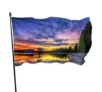 Magnifique drapeau du lac crépusculaire 0,9 x 1,5 m, couleurs vives, résistant à la décoloration, bannière de sports de plein air avec 2 œillets en laiton