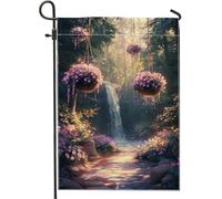 Magnifique drapeau floral de jardin, décoration florale à suspendre pour printemps et été, toile de jute double face, idéal pour les fêtes de jardin et les expositions de pelouse 30,5 x 45,7 cm