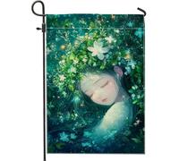 Magnifique drapeau floral de jardin, décoration printanière verte avec fleurs fantaisistes, bannière double face pour décoration de fête en plein air, 30,5 x 45,7 cm