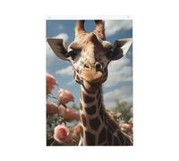 Magnifique drapeau girafe 61 x 91 cm double face vibrant pour extérieur avec œillets en laiton - Bannière de bienvenue saisonnière pour cour, porche, pelouse