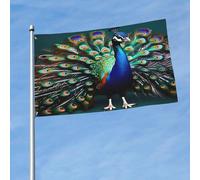 Magnifique drapeau imprimé paon de 1,5 x 0,9 m, drapeau décoratif sur un seul côté, accroché dans la pelouse intérieure et extérieure balcons