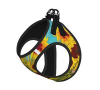 Magnifique ensemble de harnais réglable avec imprimé peinture à l'huile de tournesol pour chats et chiens, gilet en maille douce et respirante avec design réfléchissant, laisse anti-fuite pour petits