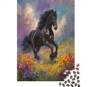 Magnifique étalon Noir-Fleurs Bloom 70x50cm/1000pcs Puzzle pour Adultes -,Jouet De DIY