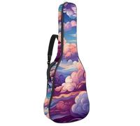 Magnifique étui de guitare étanche pour guitare acoustique de 101,6 cm/104,7 cm/106,7 cm avec compartiment pour accessoires et couche de protection, nuages colorés, multicolore, 42.9x16.9x4.7 in, Sac
