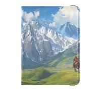 Magnifique étui de passeport en cuir avec fente pour carte de vaccination, badge, carte de vaccination, portefeuille ultra fin, Belle idylle de prairie, 1 size