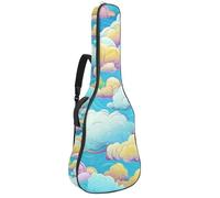 Magnifique étui pour guitare acoustique de 101,6/104,7 cm avec compartiment pour accessoires, fermeture éclair, sac de transport étanche avec couche de protection, plusieurs poches, nuages colorés,