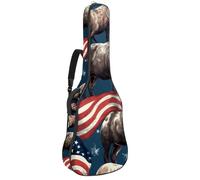 Magnifique étui pour guitare acoustique de 101,6 cm, 101,6 cm, sac de transport étanche avec plusieurs poches, drapeau américain, animaux, multicolore, 42.9x16.9x4.7 in, Sac pour guitare