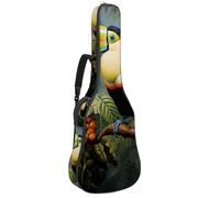 Magnifique étui pour guitare acoustique de 101,6 cm/104,7 cm avec compartiment à accessoires, fermeture éclair, sac de transport étanche avec couche de protection, plusieurs poches, beau toucan,