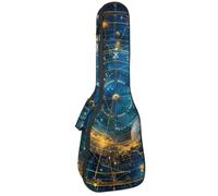 Magnifique étui rembourré pour ukulélé de concert de 58,4 cm avec fond noir, imperméable et durable, Multicolore 10., 25.9x9x3.1in/66x23x8cm, Organiseur de sac