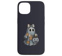 Magnifique fantôme en Denim Patchwork Robe avec Panier Citrouille Coque pour iPhone 13