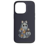 Magnifique fantôme en Denim Patchwork Robe avec Panier Citrouille Coque pour iPhone 13 Pro