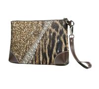 Magnifique Fausse Fourrure léopard Chic et Girly,Sacs à Main en Cuir PU pour Femmes, Pochette à Fermeture éclair, Portefeuille, Sac à Main avec dragonne