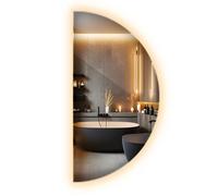 Magnifique Grand Miroir LED Demi-Rond pour Chambre 100cm - lumière chaude