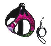 Magnifique harnais pour chien avec imprimé floral et papillon violet, 2 boucles, gilet pour chien, clip avant anti-traction pour laisse pour chiens de petite et moyenne taille