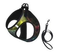 Magnifique harnais pour chien motif paon réglable avec design réfléchissant, convient pour les chiens, les chats, la randonnée et les activités de plein air