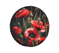 Magnifique housse de pneu de secours avec imprimé coquelicot rouge, ajustement universel pour remorque, SUV, camions et autres véhicules (60-83 cm)