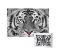Magnifique imprimé Tigre Blanc,Puzzle Familial en Bois de 1 000 pièces pour Adultes et Adolescents, décoration d'intérieur