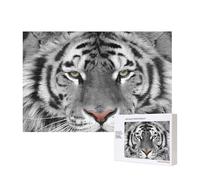 Magnifique imprimé Tigre Blanc,Puzzle Familial en Bois de 300 pièces pour Adultes et Adolescents, décoration d'intérieur