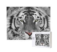 Magnifique imprimé Tigre Blanc,Puzzle Familial en Bois de 500 pièces pour Adultes et Adolescents, décoration d'intérieur