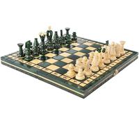 Magnifique Jeu D'échecs En Bois Fabriqué À La Main Avec Planche En Bois Et Pièces D'échecs Fabriquées À La Main - Idée Cadeau (32 Cm) - Vert, 12.5po (32 Cm) Green[Z769]