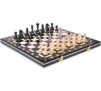 Magnifique Jeu D'échecs En Bois Fabriqué À La Main Avec Planche En Bois Et Pièces D'échecs Faites À La Main Produits D'idée Cadeau (40 Cm) Noir), Beige[Z765]