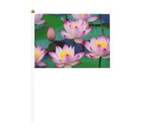 Magnifique lot de 6 et 10 drapeaux à main en forme de fleur de lotus, bannières sur bâton, petits drapeaux pour défilés, fêtes, bars, anniversaires