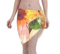 Magnifique maillot de bain pour femme imprimé tournesol, paréo, maillot de bain bikini, jupe enveloppante de plage, châle triangulaire