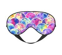 Magnifique masque de sommeil en soie avec boucle réglable et motif sirène arc-en-ciel élégant pour femme, pour voyage, sieste, travail, bureau