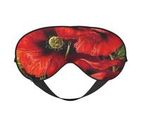 Magnifique masque de sommeil en soie avec imprimé coquelicot rouge avec sangle réglable - Masque doux pour les yeux - Pour bloquer les lumières, le sommeil doux, les voyages, la sieste, la méditation