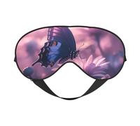 Magnifique masque occultant pour les yeux avec motif papillon sur fleur rose pour homme et femme avec sangle réglable double face