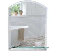 Magnifique Miroir de Salle de Bain Arrondi avec étagère, Moderne et élégant, taillé en biseau, Mural 60cm x 45cm