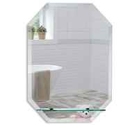 Magnifique Miroir de Salle de Bain octagone avec étagère, Moderne et élégant, taillé en biseau, Mural 60cm x 45cm