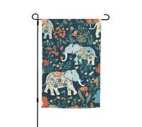 Magnifique motif de prairies avec éléphant floral imprimé divers drapeaux de jardin drapeau extérieur décoration de cour pour patio, porche ou pelouse drapeau
