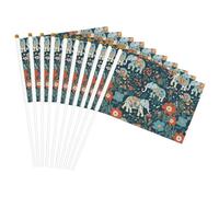 Magnifique motif de prairies avec éléphant floral imprimé drapeau à main léger pour fêtes, événements, décoration, défilé, activité sportive, assemblage facile