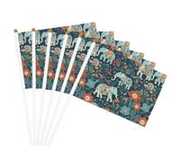 Magnifique motif de prairies avec éléphant floral imprimé drapeau à main léger pour fêtes, événements, décoration, défilé, activité sportive, assemblage facile
