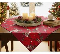 Magnifique nappe wONDERFUL x-mAS tIME rouge avec de magnifiques poinsettias-surnappe 85 x 85 cm cm - 1 ne manquera pas d'attirer les regards-autres tailles disponibles-automne hiver noël en kAMACA