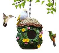 Magnifique nichoir à oiseaux - Nichoir extérieur durable, nid en bois de style cottage avec pétales et fleurs en résine | Nichoir Steed pour observer les oiseaux sauvages, mangeoire suspendue colorée