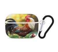 Magnifique organisateur d'écouteurs en forme de coq pour Airpods Pro 2ème génération - Housse de protection antichoc avec mousqueton et clip anti-chute - Blanc