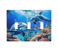 Magnifique panneau de garniture d'interrupteur à bascule avec impression de dauphins corail du monde sous-marin, 3 interrupteurs décoratifs