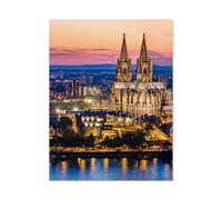 Magnifique Panorama Nocturne de la cathédrale de Cologne, du Pont Hohenzollern et du Rhin，Puzzle Jigsaw 1000 Pièces, Puzzle en Bois Adulte Puzzles Difficiles, Puzzle Intéressant Jouets（75x50cm）-G87