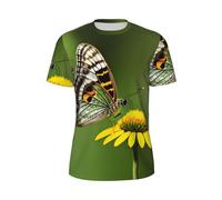 Magnifique papillon lumineux 1 imprimé vêtements d'été T-shirt à manches courtes respirant pour occasions athlétiques décontractées, Noir , M