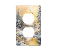 Magnifique paysage enneigé avec couvercle de sortie de grange ancienne plaque murale décorative pour cuisine, salle de bain, taille 7 x 11,4 cm